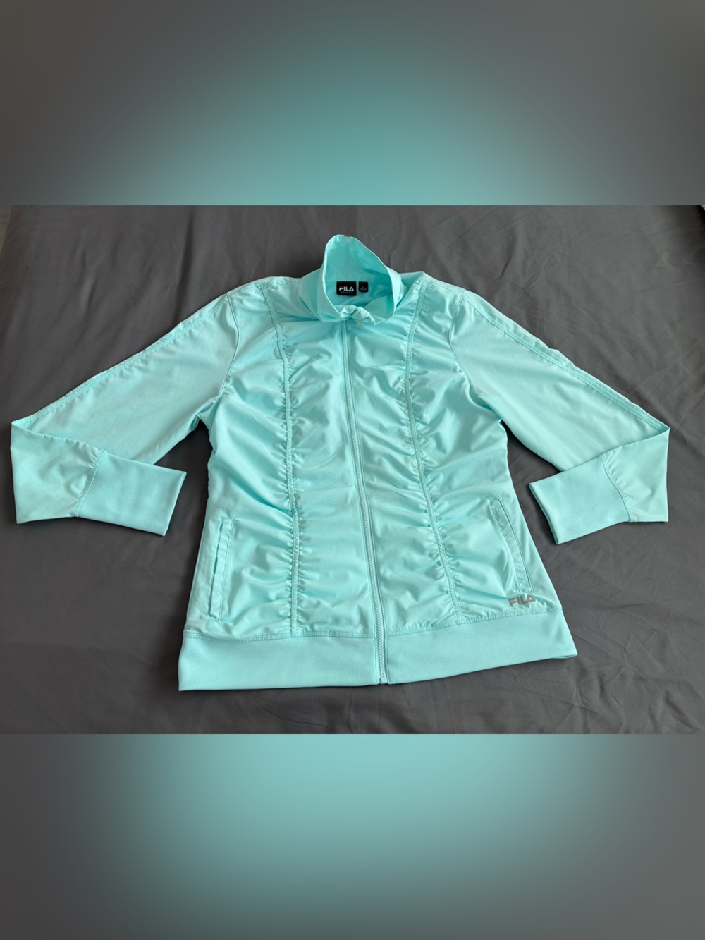 Fila Women's Light Aqua Zip-Front Bomber Jacket